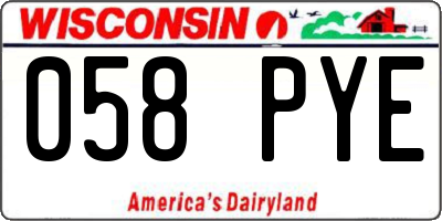 WI license plate 058PYE