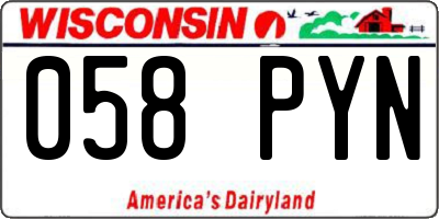 WI license plate 058PYN