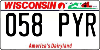 WI license plate 058PYR