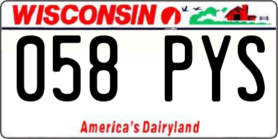 WI license plate 058PYS