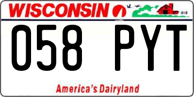 WI license plate 058PYT