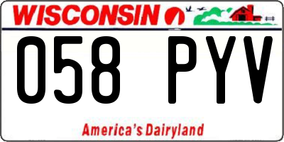 WI license plate 058PYV