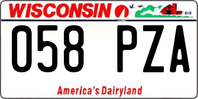 WI license plate 058PZA