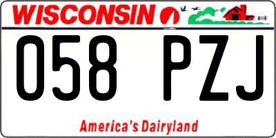 WI license plate 058PZJ