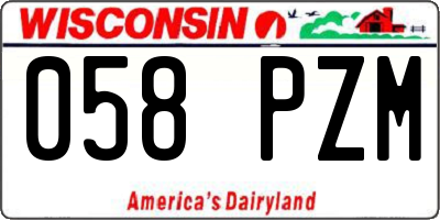 WI license plate 058PZM