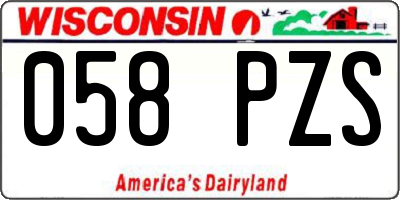 WI license plate 058PZS