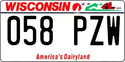 WI license plate 058PZW