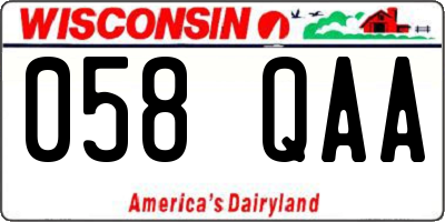 WI license plate 058QAA