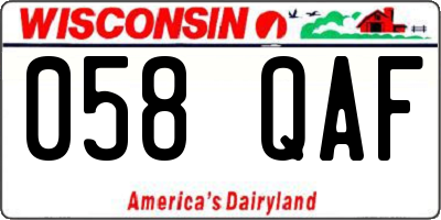 WI license plate 058QAF