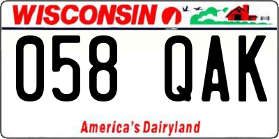 WI license plate 058QAK
