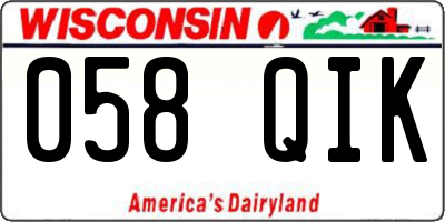 WI license plate 058QIK