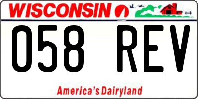 WI license plate 058REV