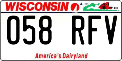 WI license plate 058RFV