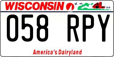 WI license plate 058RPY