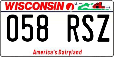 WI license plate 058RSZ
