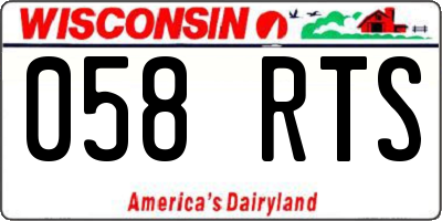 WI license plate 058RTS