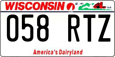 WI license plate 058RTZ