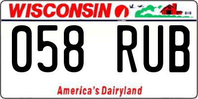 WI license plate 058RUB