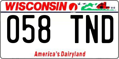 WI license plate 058TND
