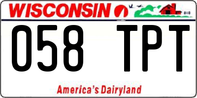 WI license plate 058TPT