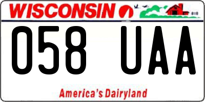 WI license plate 058UAA