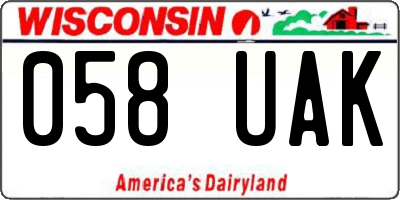 WI license plate 058UAK