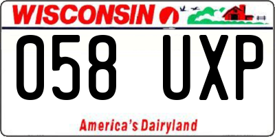 WI license plate 058UXP