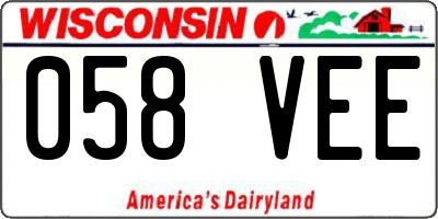 WI license plate 058VEE