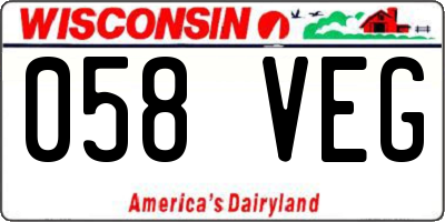 WI license plate 058VEG