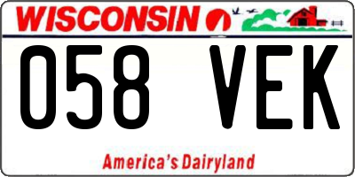 WI license plate 058VEK