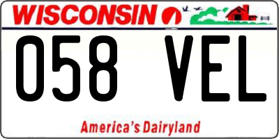 WI license plate 058VEL
