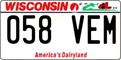 WI license plate 058VEM