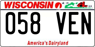 WI license plate 058VEN