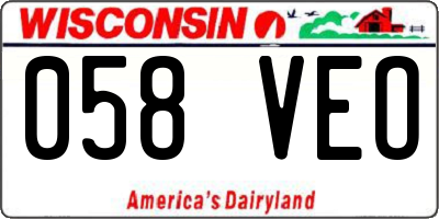 WI license plate 058VEO