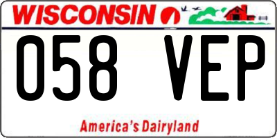 WI license plate 058VEP