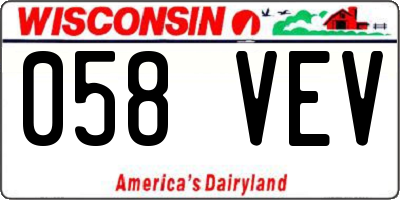 WI license plate 058VEV