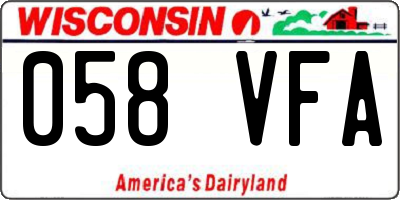 WI license plate 058VFA