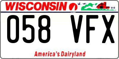 WI license plate 058VFX