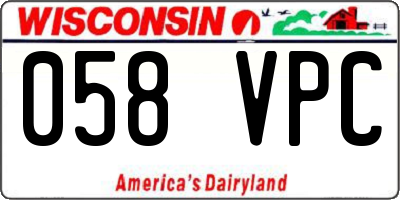 WI license plate 058VPC