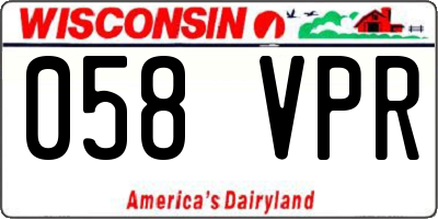 WI license plate 058VPR