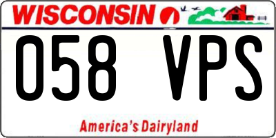 WI license plate 058VPS