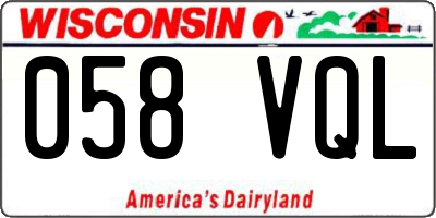 WI license plate 058VQL