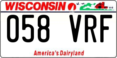 WI license plate 058VRF