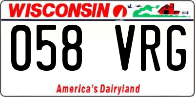 WI license plate 058VRG