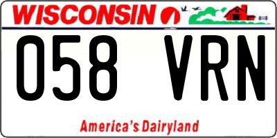 WI license plate 058VRN