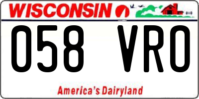 WI license plate 058VRO