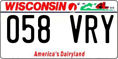 WI license plate 058VRY
