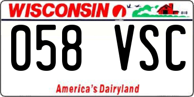 WI license plate 058VSC