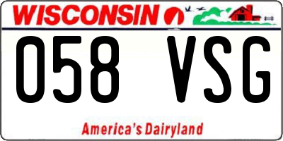WI license plate 058VSG