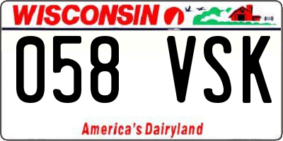 WI license plate 058VSK